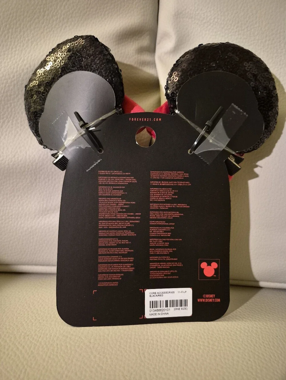 Disney X Forever 21 Clip On Black Sequin Minnie Ears with Red Bows